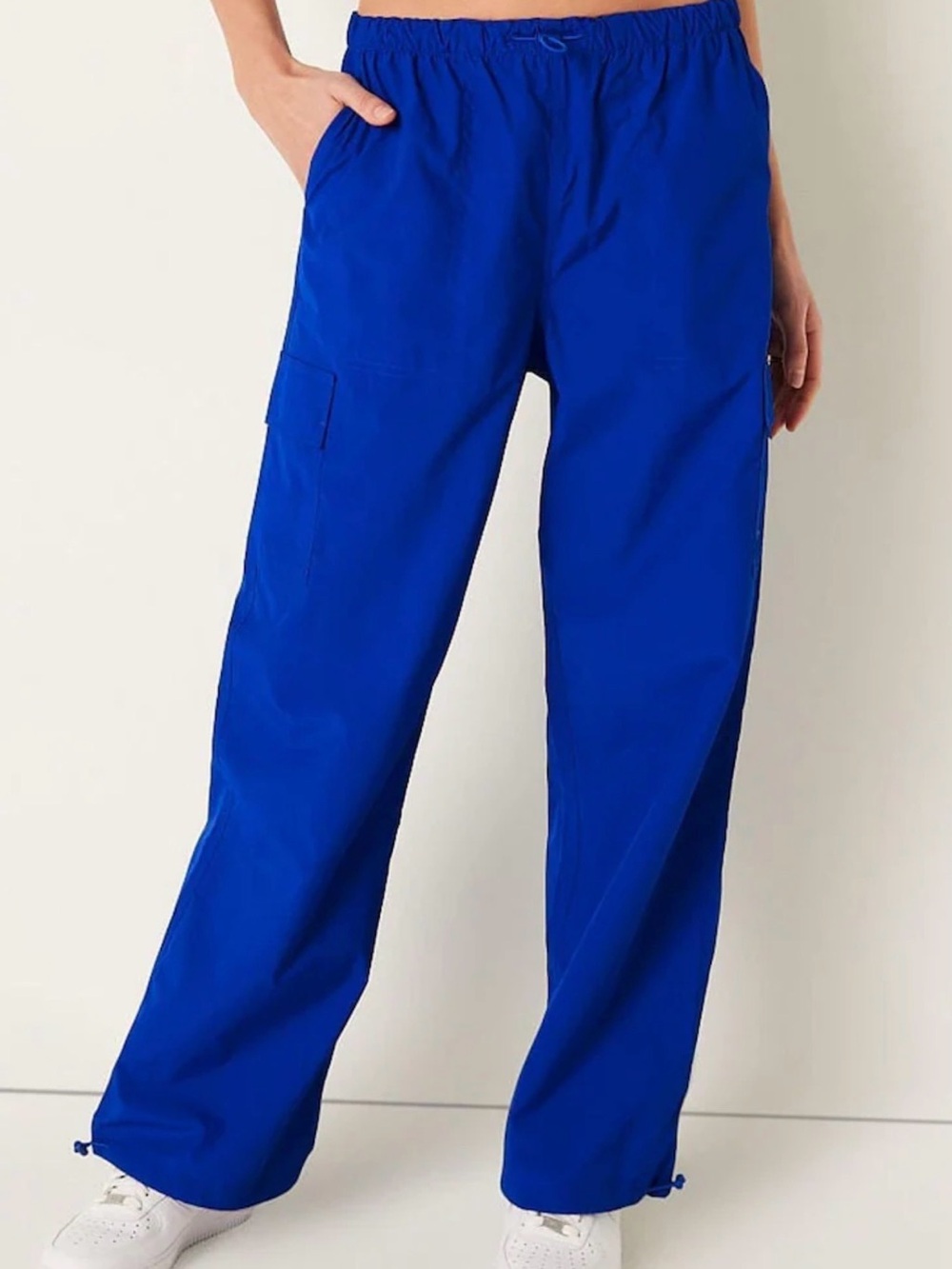 NWT Victoria's Secret PINK Blue Oar Parachute Trousers size L